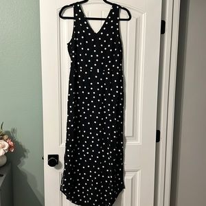 Black polka dot maxi dress